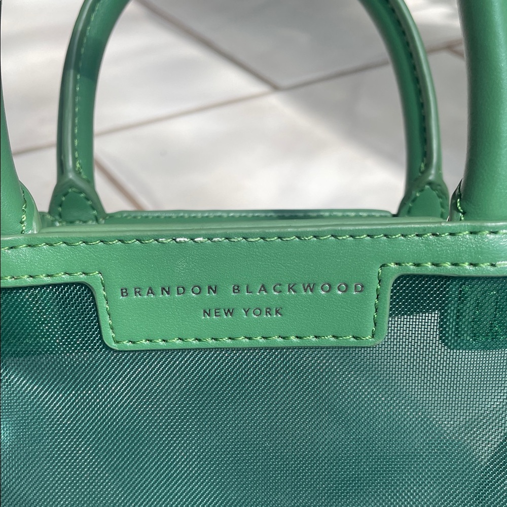 Brandon Blackwood Arlen Bag Green Mesh Vegan Leather Top Handle Crossbody - Picture 2 of 12